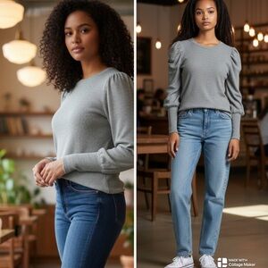 Evereve ribbed puff sleeve knit pullover